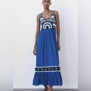 NEW Zara Contrast Crochet Knit Midi Dress – Size S (no tag )